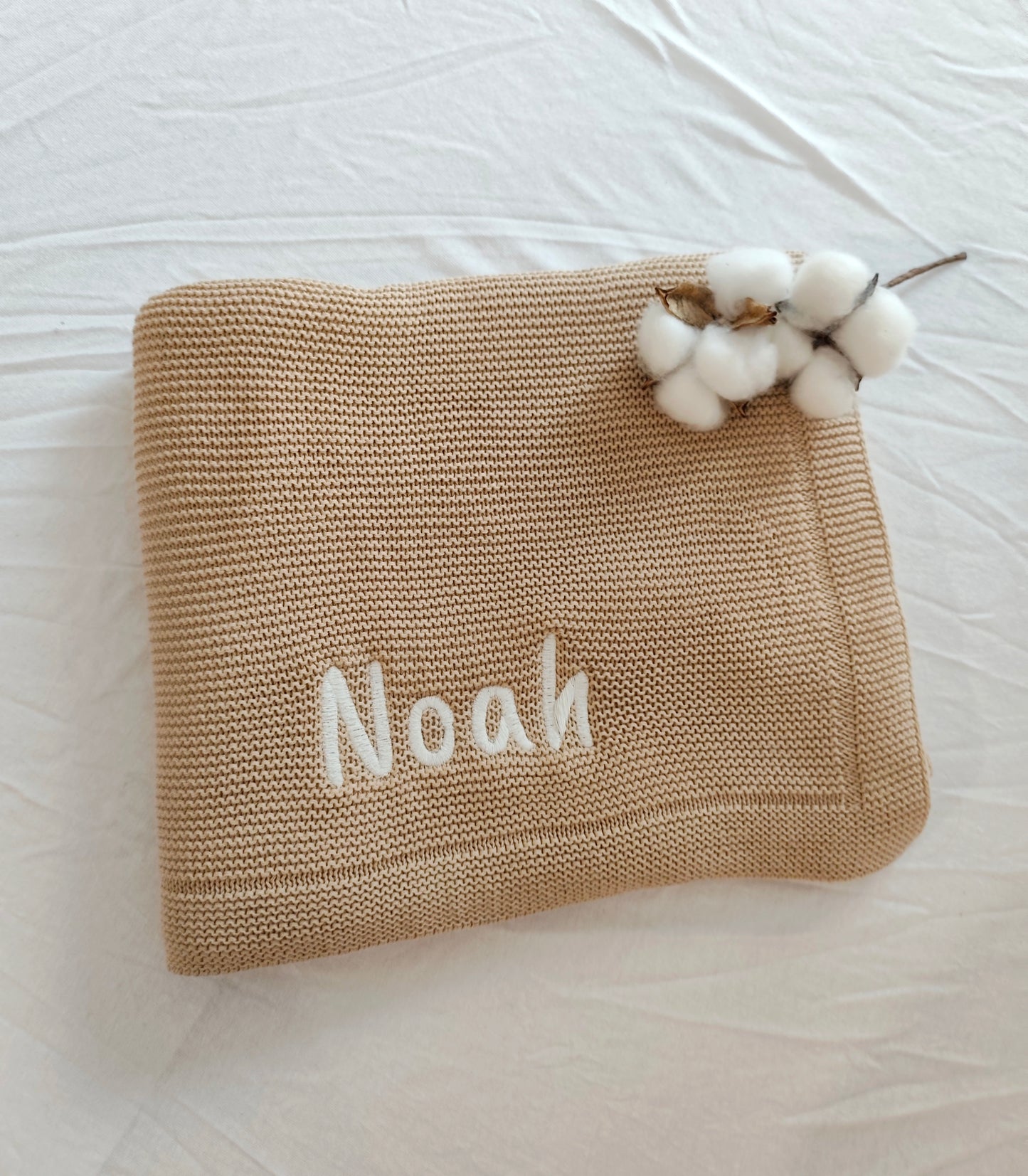 Babydecke personalisiert, bestickt mit Namen od. Datum – 100% Baumwolle | Geschenk zur Geburt, Taufe, Babyparty | Kuscheldecke für Babys