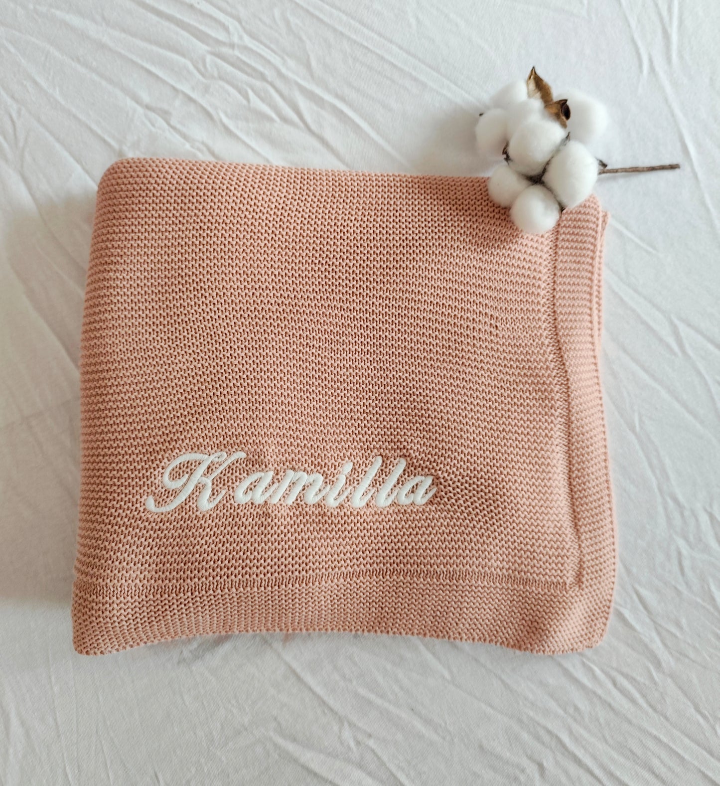 Babydecke personalisiert, bestickt mit Namen od. Datum – 100% Baumwolle | Geschenk zur Geburt, Taufe, Babyparty | Kuscheldecke für Babys