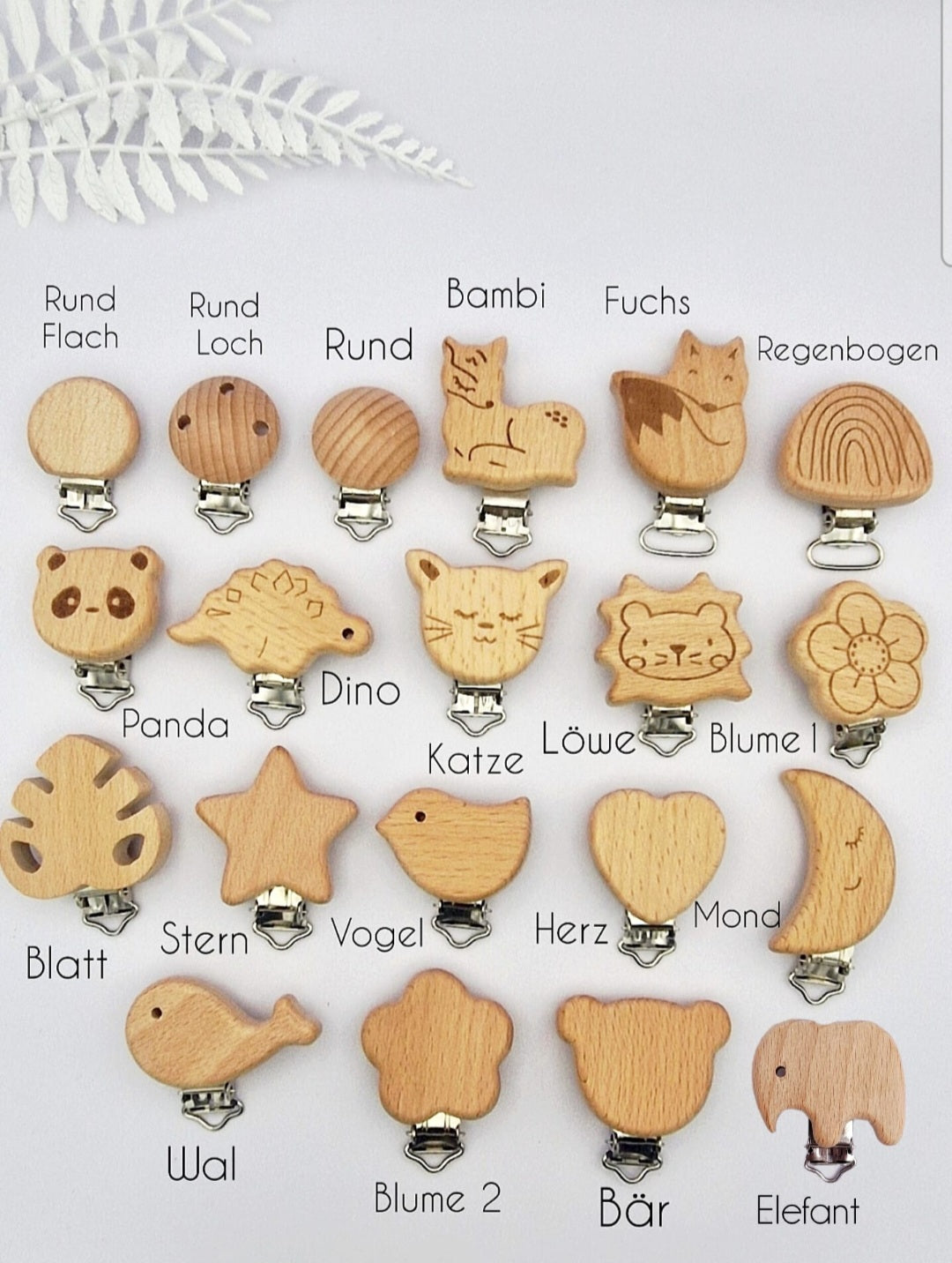 Personalisierte Kinderwagenkette mit Name - Salbeigrün & Holz, Bpa Frei, handgefertigt