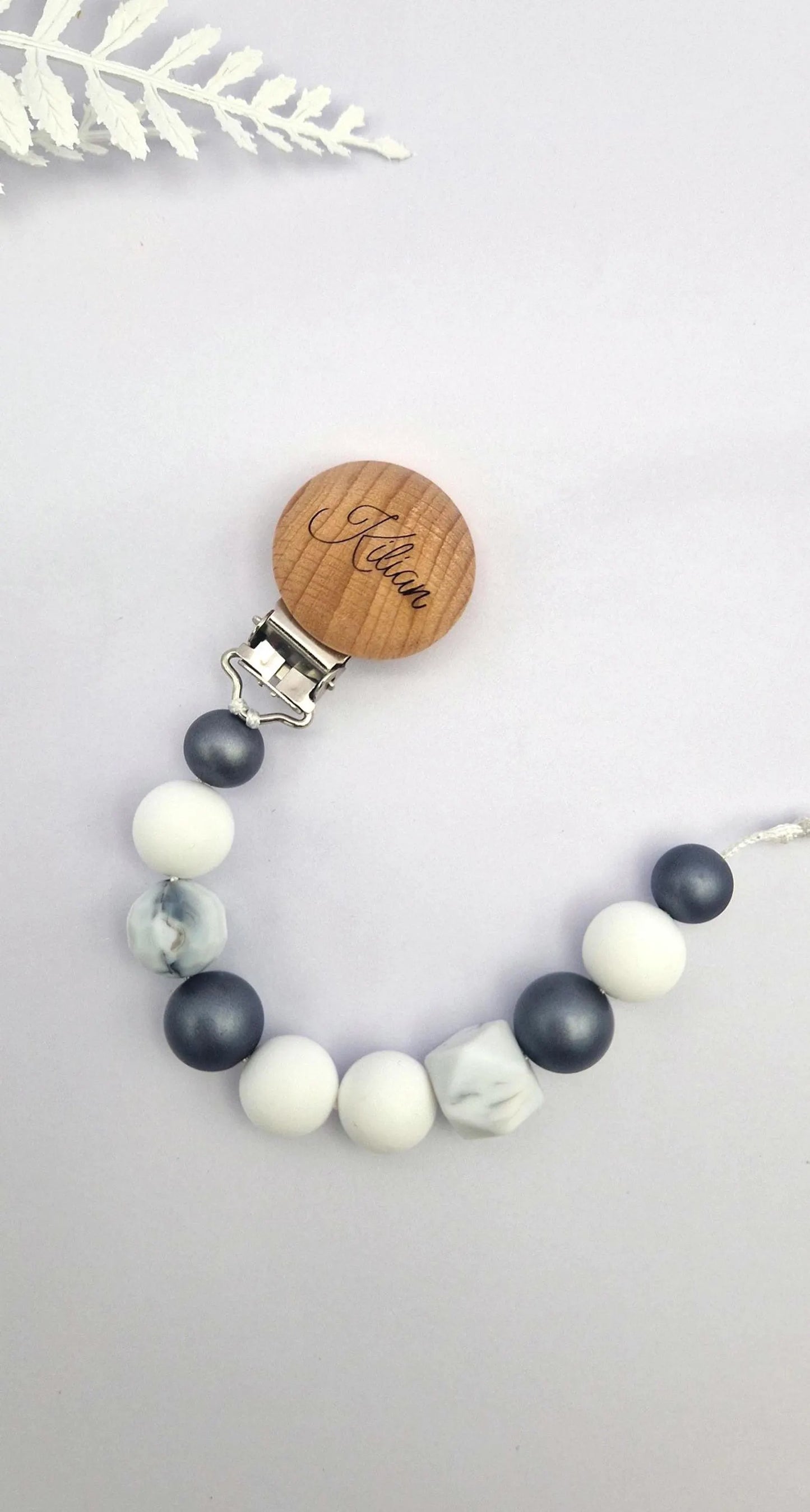 Personalisierte Schnullerkette mit Gravur | Gold, Silber, Roségold | Handgefertigt & personalisiert | Geschenk für Mädchen und Jungen