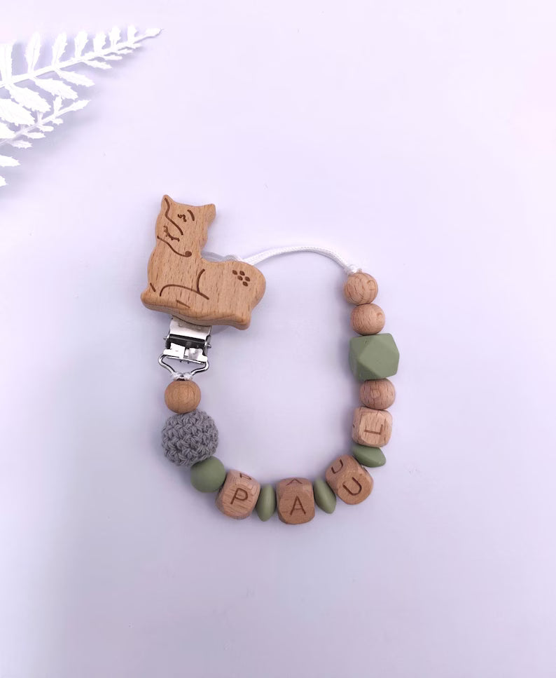 Baby Geschenkset Personalisiert Grün – Schnullerkette mit Namen & Greifling – Geburtsgeschenk, Taufgeschenk, Babygeschenk Mädchen Junge