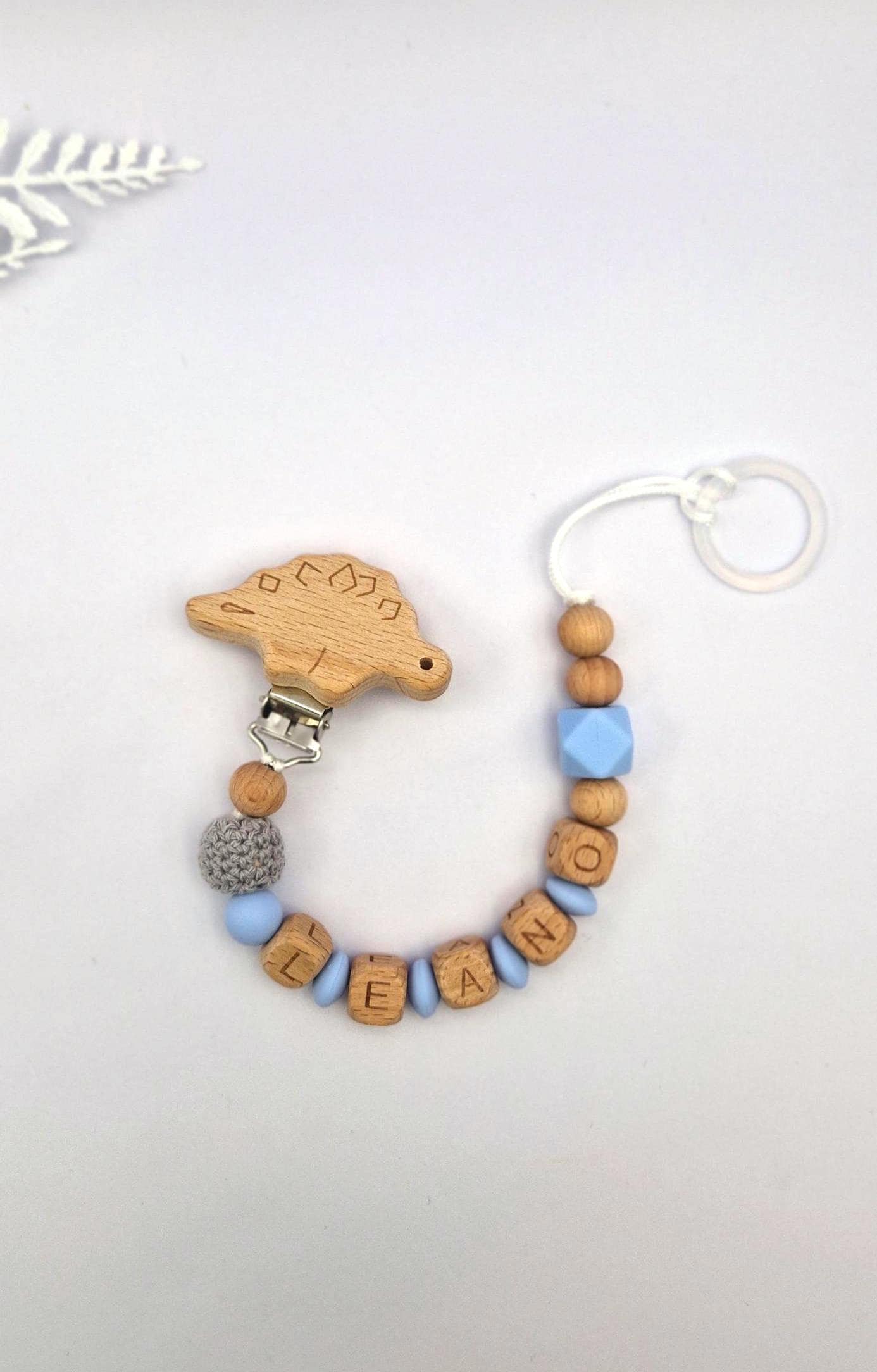 Personalisierte Schnullerkette mit Namen – liebevoll handgefertigtes Babygeschenk zur Geburt, Taufe | Blau | BPA-frei | Holz & Silikon