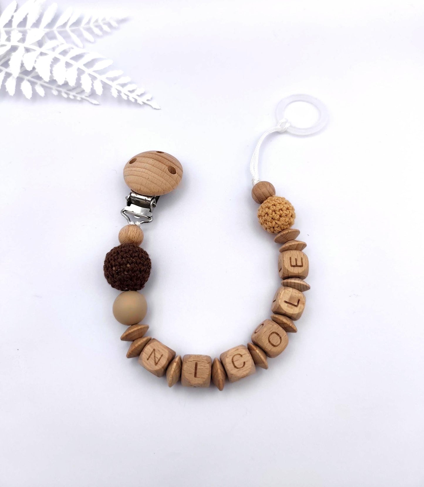 Schnullerkette mit Namen im Boho-Style | Personalisierte Schnullerkette für Babys zur Geburt & Taufe | Babyartikel