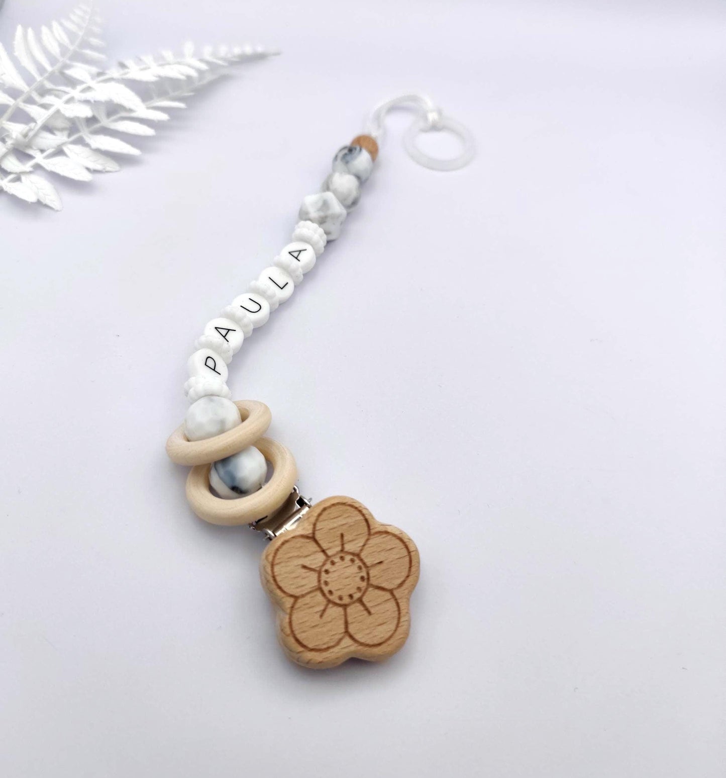 Personalisierte Schnullerkette im Marmor-Design mit Silikonbuchstaben | Personalisierte Schnullerkette Name | Babygeschenk zur Geburt und Taufe