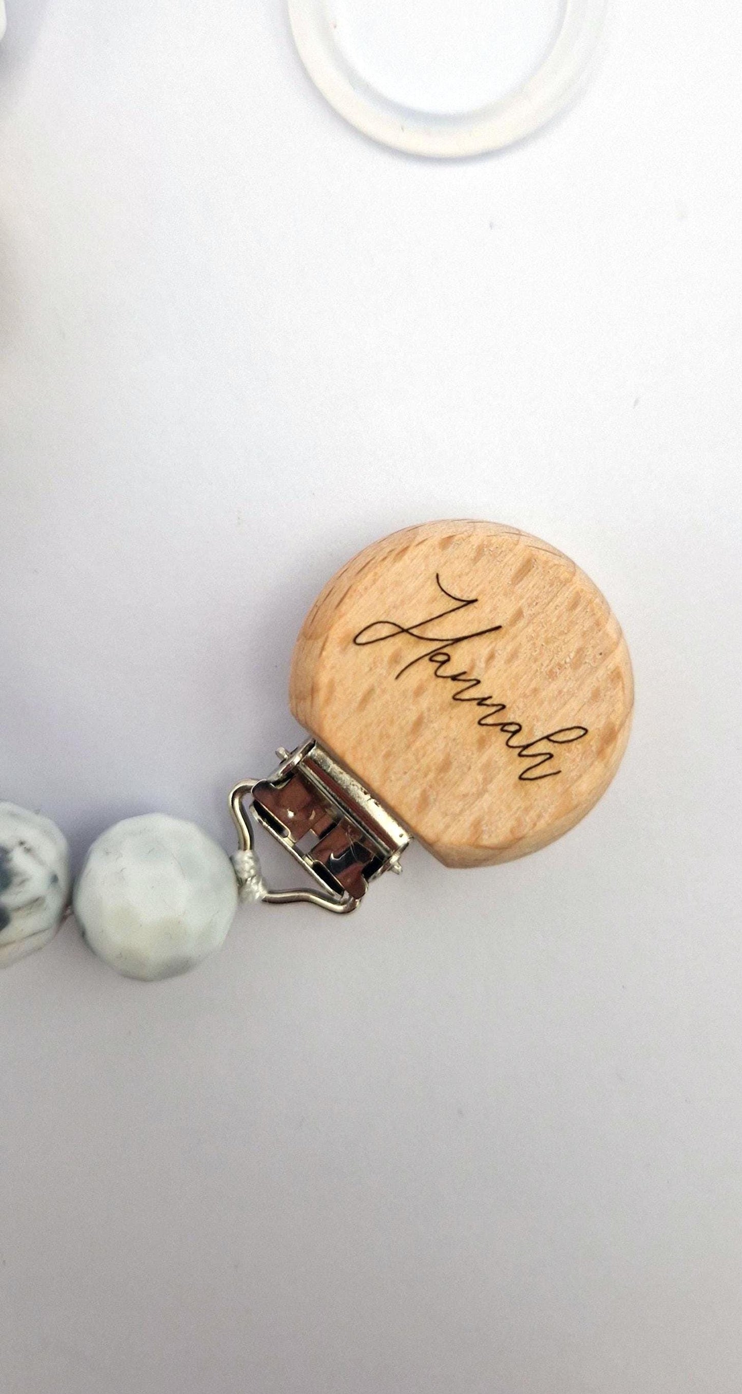 Personalisierte Schnullerkette Marmor Silikon & Holz mit Gravur | Personalisierte Schnullerkette Name | Edles Babygeschenk Taufe Geburt