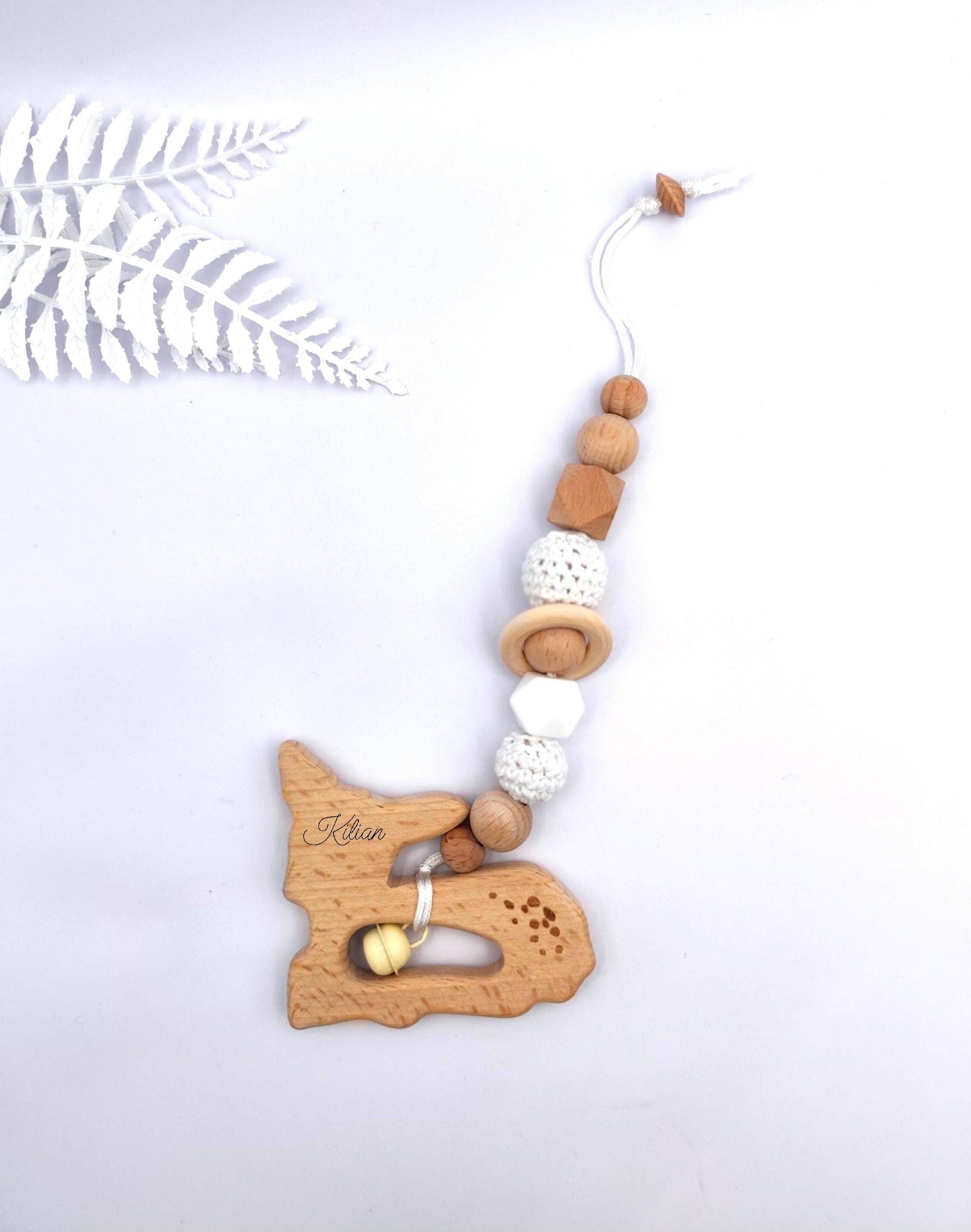 Maxi-Cosi Anhänger personalisiert mit Namen | Babysitzkette Holz & Häkelperlen | Babygeschenk Geburt Taufe