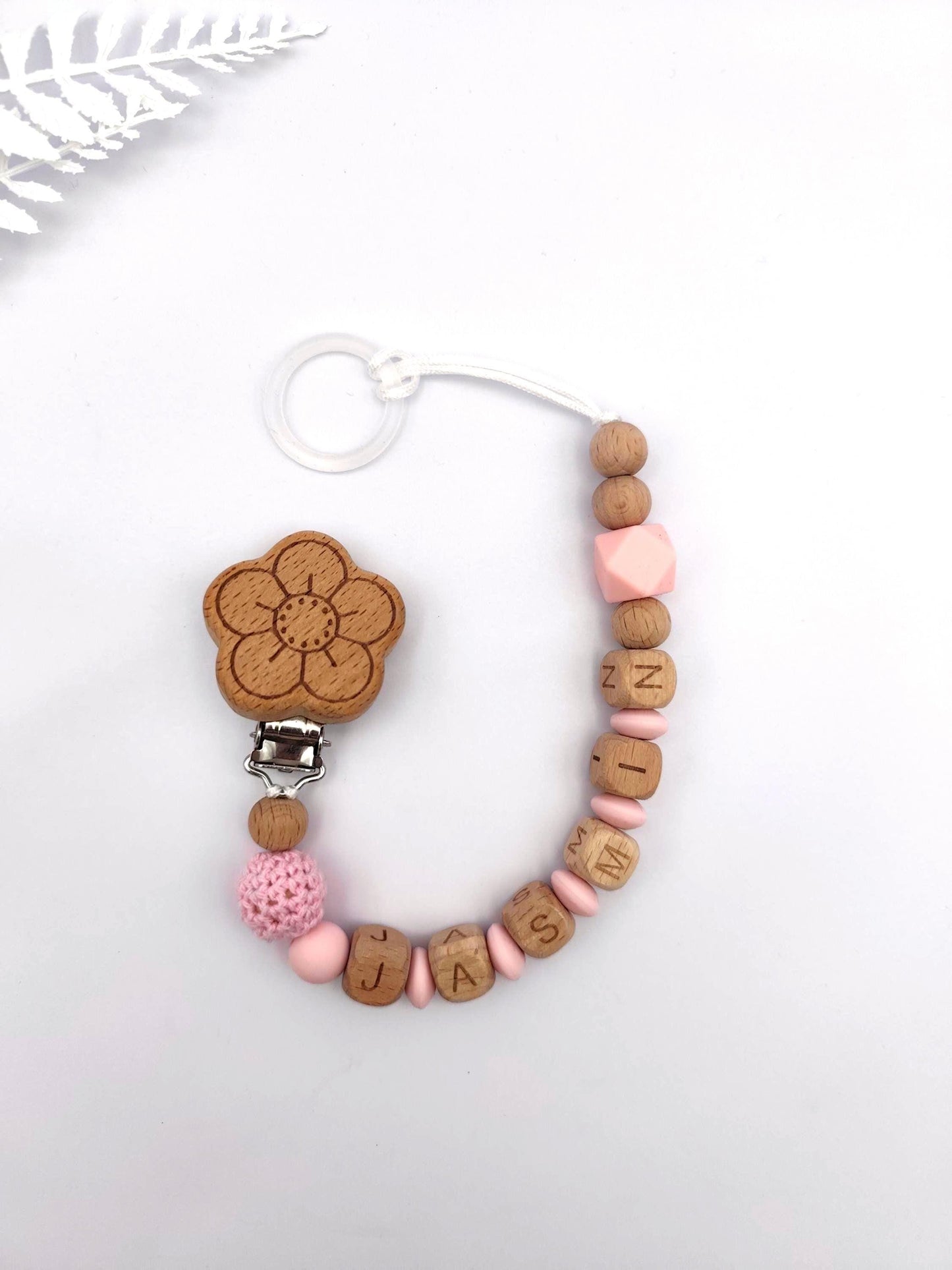 Baby Geschenkset Personalisiert Rosa - Schnullerkette mit Namen & Greifling - Geburtsgeschenk, Taufgeschenk, Babygeschenk Mädchen Junge