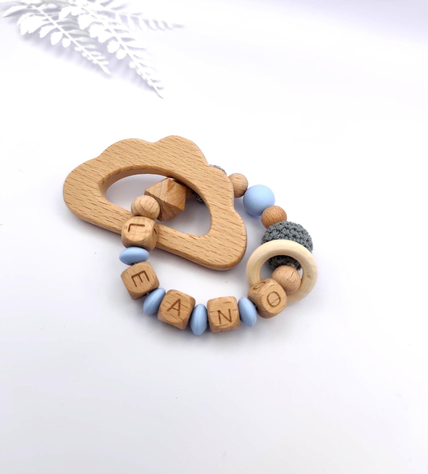 Baby Geschenkset personalisiert blau – Schnullerkette mit Namen & Greifling – Geschenk zur Geburt, Taufgeschenk, Babygeschenk Mädchen Junge