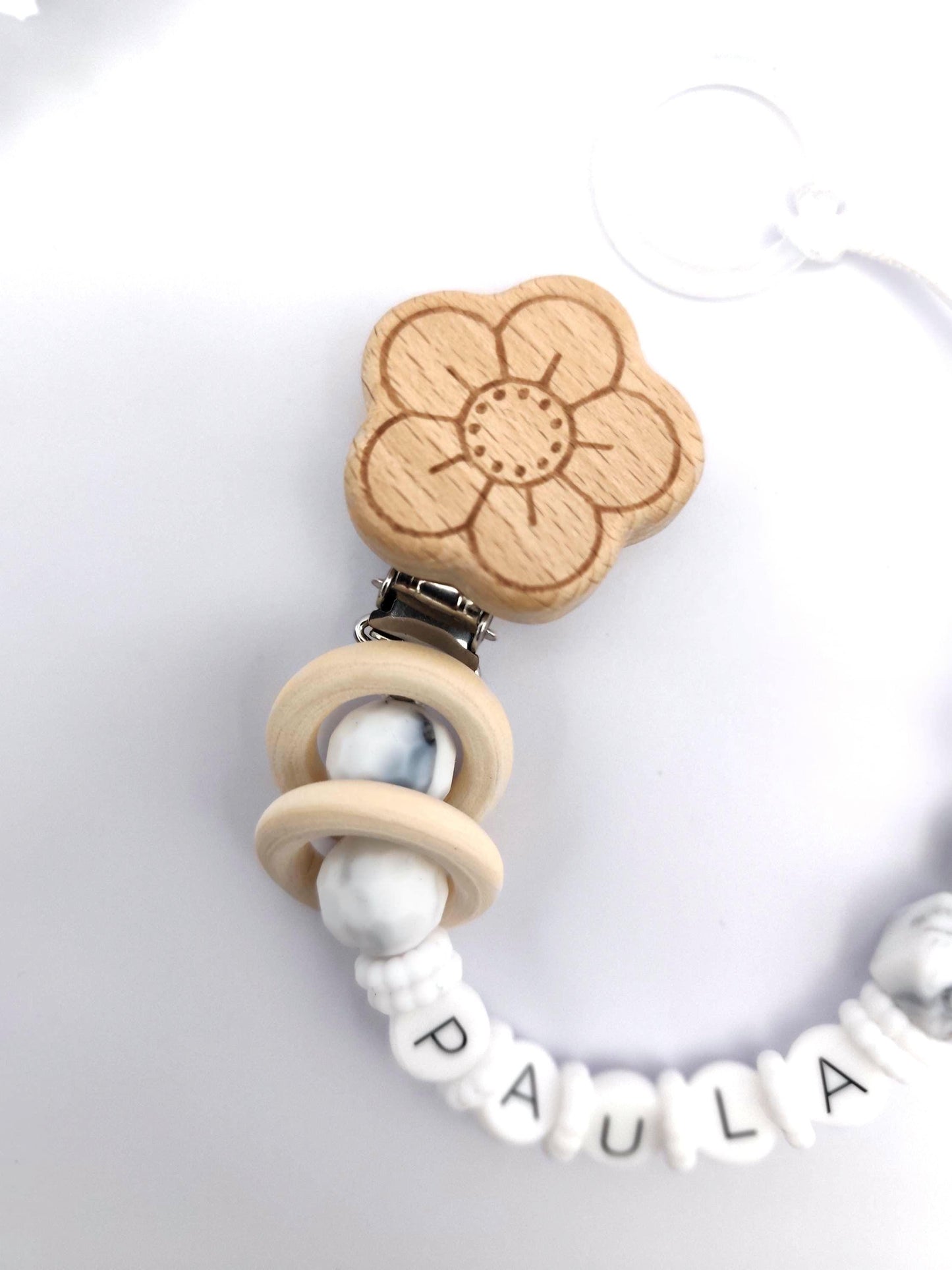 Personalisierte Schnullerkette im Marmor-Design mit Silikonbuchstaben | Personalisierte Schnullerkette Name | Babygeschenk zur Geburt und Taufe