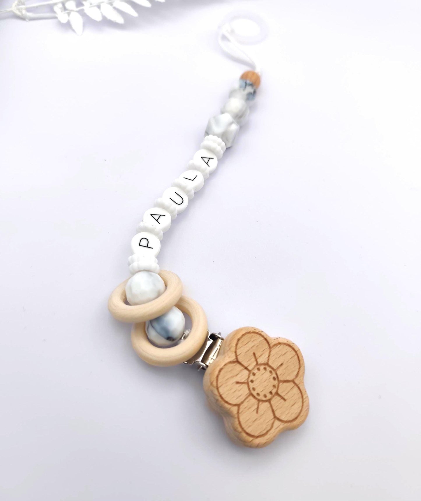 Personalisierte Schnullerkette im Marmor-Design mit Silikonbuchstaben | Personalisierte Schnullerkette Name | Babygeschenk zur Geburt und Taufe