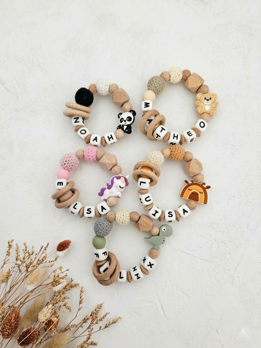 Baby Greifling individuell mit Tiermotiv – Handgemacht, BPA-frei & sicher