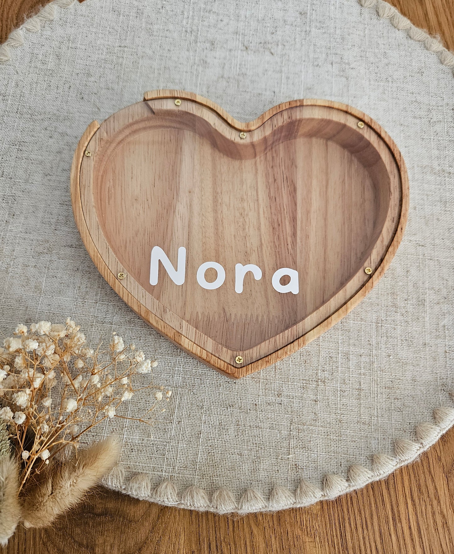 Personalisierte Tier-Spardose mit Namen – Holz-Sparschwein zur Geburt & Taufe, Geschenke für Kinder