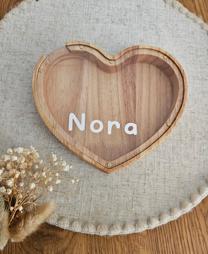 Personalisierte Tier-Spardose mit Namen – Holz-Sparschwein zur Geburt & Taufe, Geschenke für Kinder