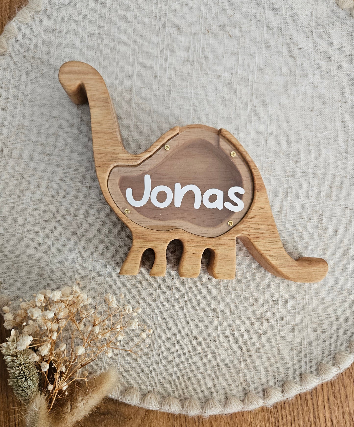 Personalisierte Tier-Spardose mit Namen – Holz-Sparschwein zur Geburt & Taufe, Geschenke für Kinder