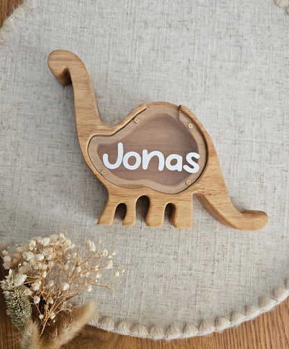 Personalisierte Tier-Spardose mit Namen – Holz-Sparschwein zur Geburt & Taufe, Geschenke für Kinder