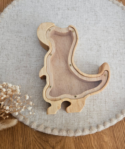 Personalisierte Tier-Spardose mit Namen – Holz-Sparschwein zur Geburt & Taufe, Geschenke für Kinder