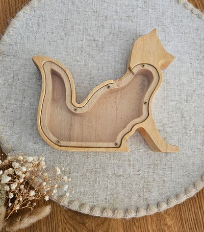 Personalisierte Tier-Spardose mit Namen – Holz-Sparschwein zur Geburt & Taufe, Geschenke für Kinder