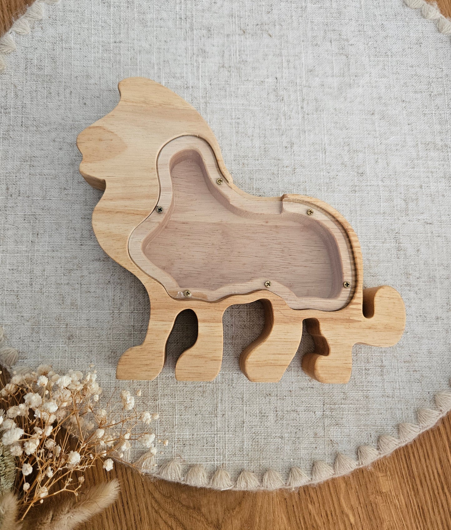 Personalisierte Tier-Spardose mit Namen – Holz-Sparschwein zur Geburt & Taufe, Geschenke für Kinder