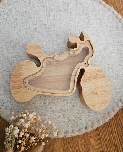 Personalisierte Tier-Spardose mit Namen – Holz-Sparschwein zur Geburt & Taufe, Geschenke für Kinder