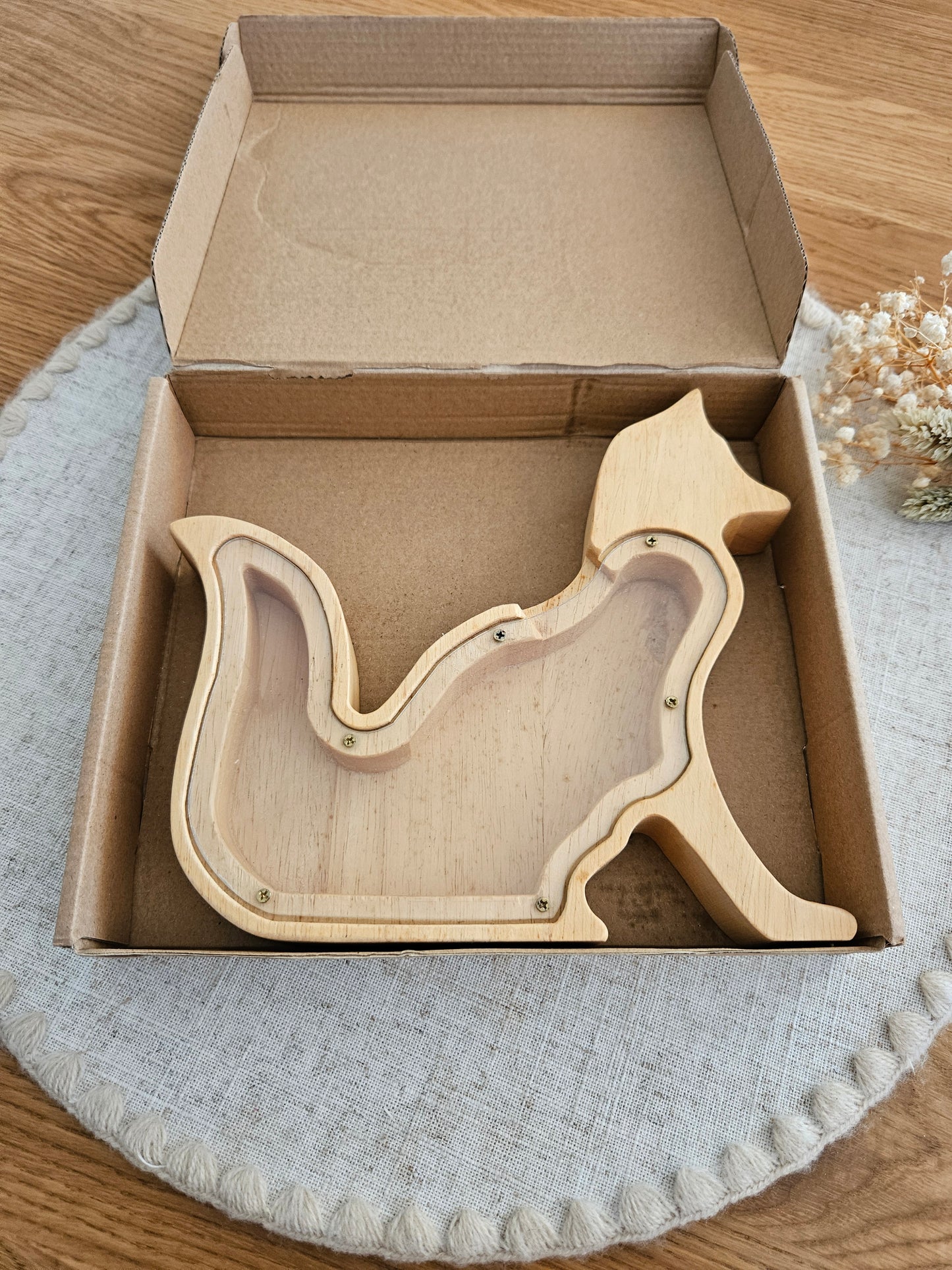Personalisierte Tier-Spardose mit Namen – Holz-Sparschwein zur Geburt & Taufe, Geschenke für Kinder
