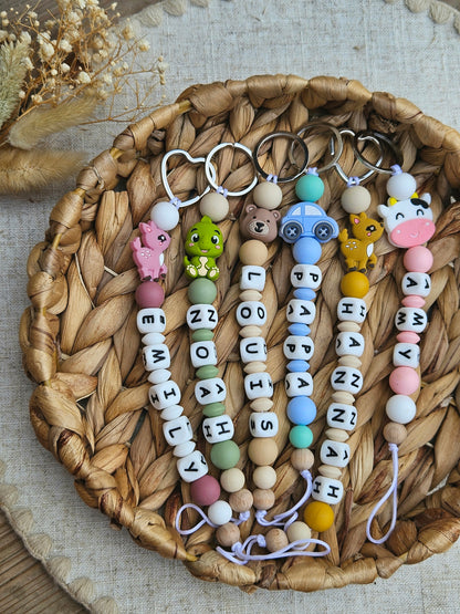 Schlüsselanhänger mit Name | Personalisiert | Silikon Tier | Geschenk