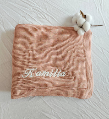 Babydecke personalisiert, bestickt mit Namen od. Datum – 100% Baumwolle | Geschenk zur Geburt, Taufe, Babyparty | Kuscheldecke für Babys