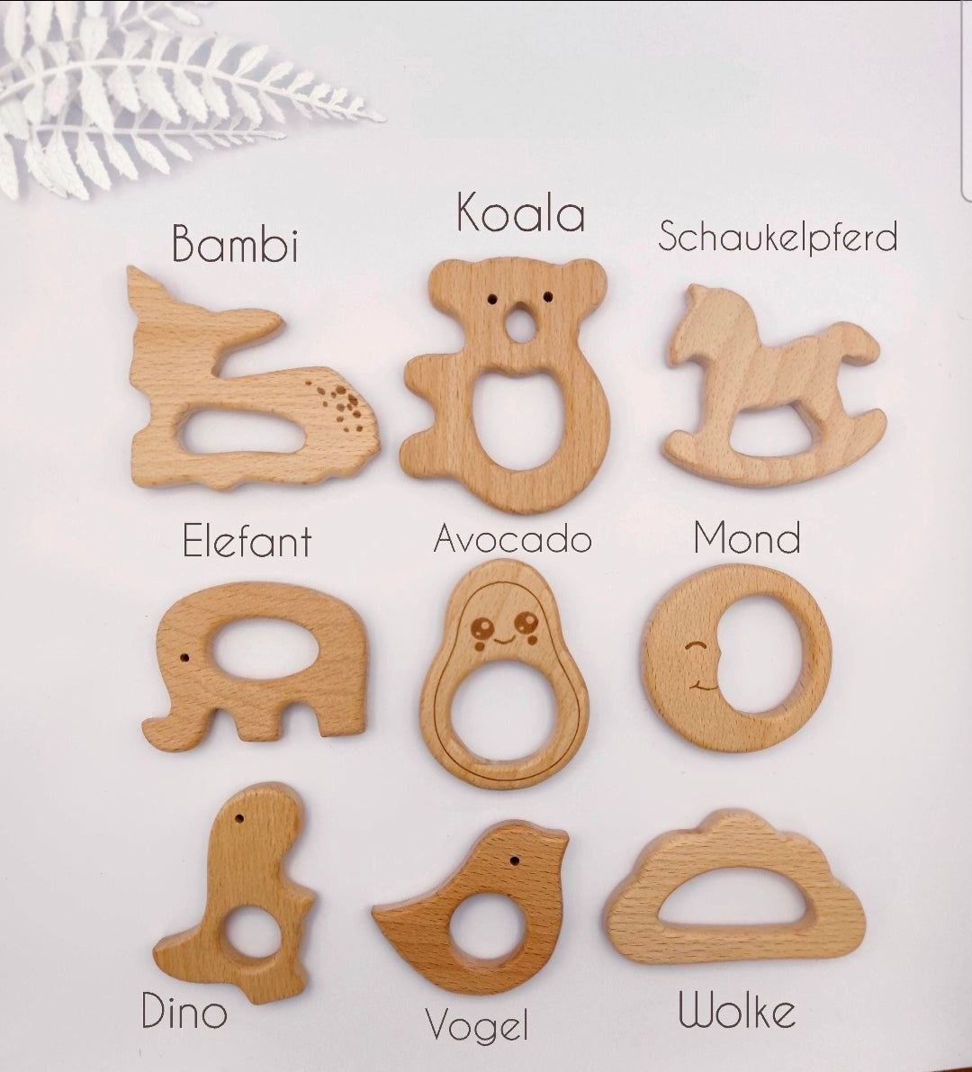 Personalisierte Kinderwagenkette mit Namen für Mädchen – BPA-frei aus Silikon & Holz, Babygeschenk zur Geburt, Marmordesign/Rose