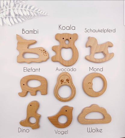 Personalisierte Kinderwagenkette mit Namen für Mädchen – BPA-frei aus Silikon & Holz, Babygeschenk zur Geburt, Marmordesign/Rose