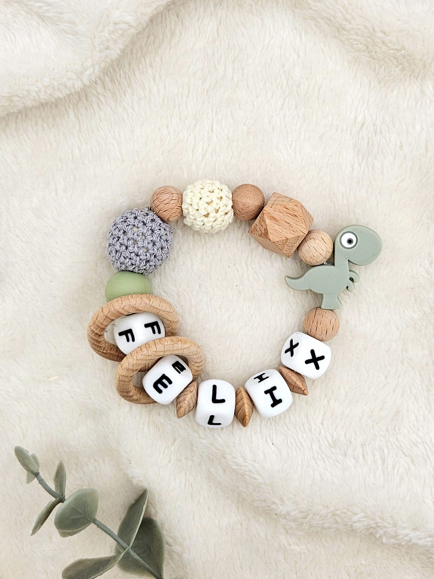 Baby Greifling individuell mit Tiermotiv – Handgemacht, BPA-frei & sicher