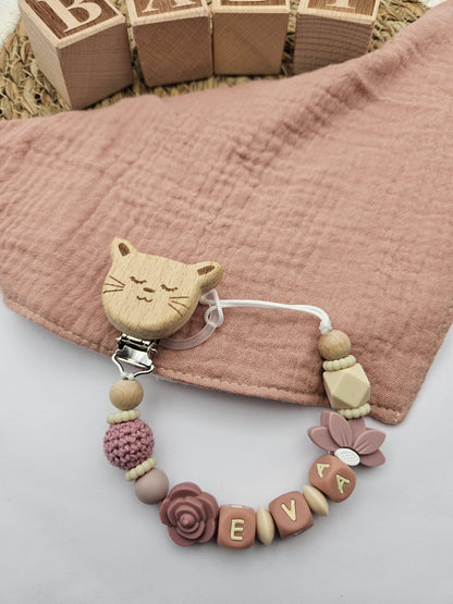 Personalisierte Schnullerkette mit Namen – Baby Mädchen