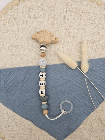 Schnullerkette mit Namen Blau – Geschenk zur Geburt & Taufe - BPA-frei & Sicher