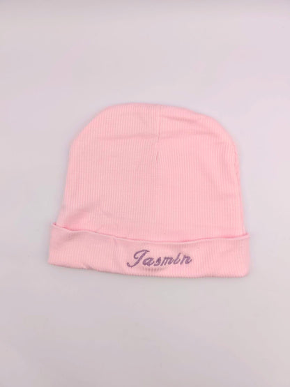 Personalisierte Babymütze – Bestickte Babymütze aus reiner Baumwolle, inkl. gratis Fäustlinge, Ideales Babygeschenk zur Geburt und Taufe