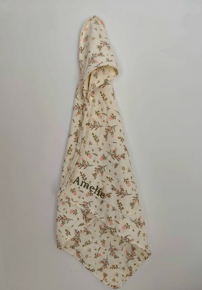 Personalisiertes Musselin Kapuzenhandtuch Baby – Name bestickt – Geschenk Geburt, Taufe