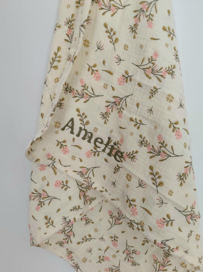 Personalisiertes Musselin Kapuzenhandtuch Baby – Name bestickt – Geschenk Geburt, Taufe