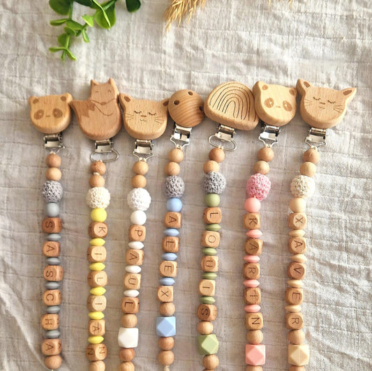 Personalisierte Schnullerkette mit Namen | Holz & Silikon | Geschenk zur Geburt, Taufe, Babyparty | liebevoll handgefertigt in Österreich