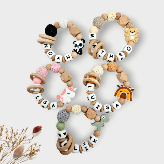 Baby Greifling individuell mit Tiermotiv – Handgemacht, BPA-frei & sicher