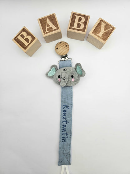 Individuelle Schnullerkette für Babys – Tiermotive & Namensbestickung