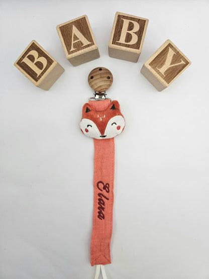 Individuelle Schnullerkette für Babys – Tiermotive & Namensbestickung