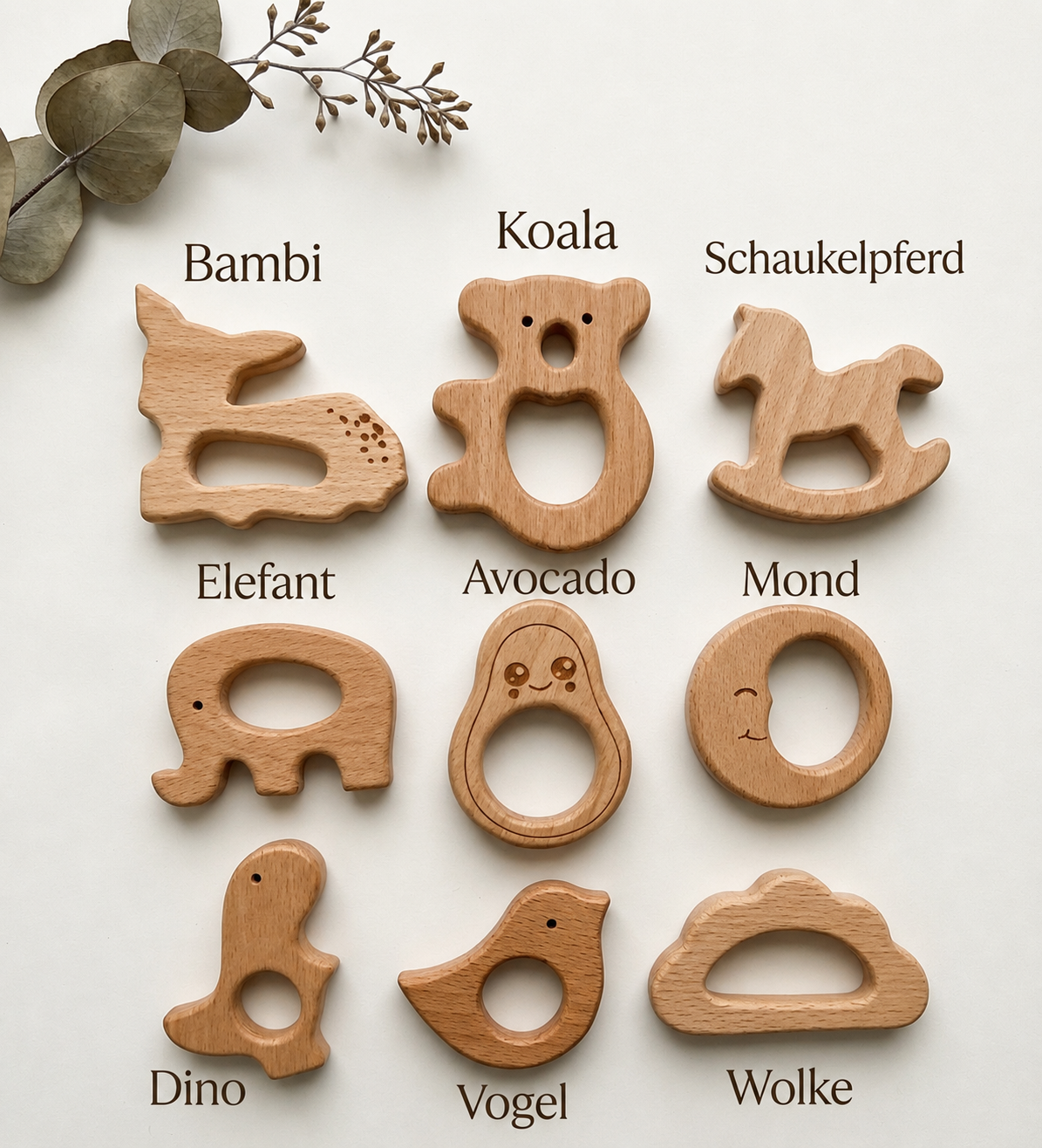 Greifling mit Namen aus Holz | Personalisiertes Baby-Geschenk zur Geburt und Taufe