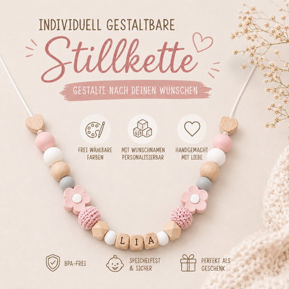 Individuell gestaltbare Stillkette für Baby & Mama | selbst designen mit Namen | BPA-frei & handgemacht