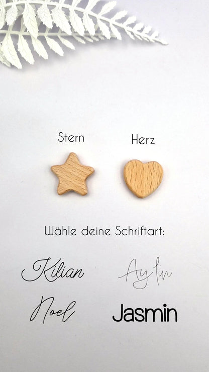 Personalisierte Schnullerkette mit Namen | weiß | Babygeschenk zur Geburt & Taufe | Handgefertigter Schnullerhalter BPA-frei | Mit Namensgravur