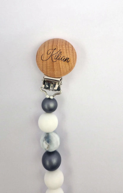 Personalisierte Schnullerkette mit Gravur | Gold, Silber, Roségold | Handgefertigt & personalisiert | Geschenk für Mädchen und Jungen