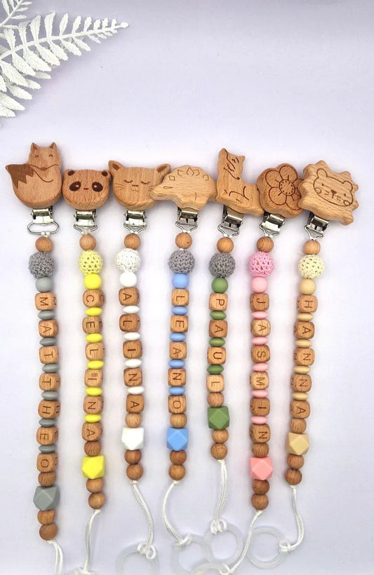 Personalisierte Schnullerkette mit Namen | Holz & Silikon | Geschenk zur Geburt, Taufe, Babyparty | liebevoll handgefertigt in Österreich