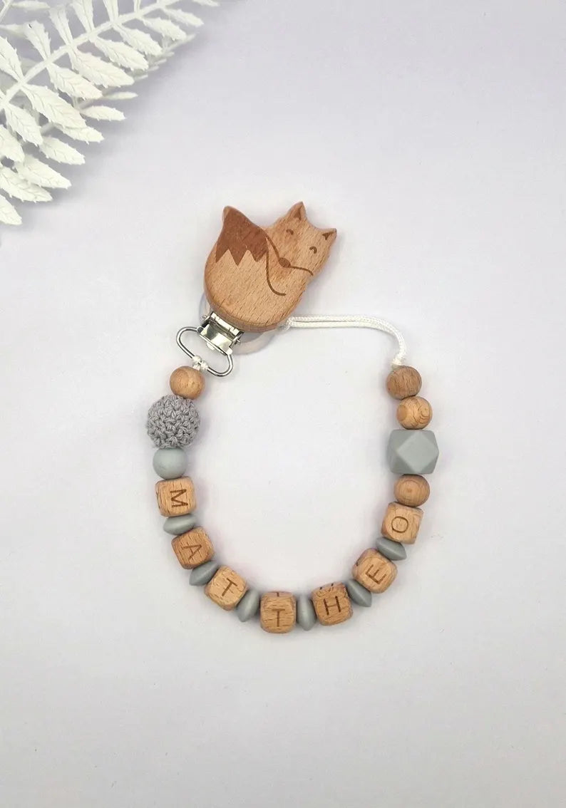 Personalisierte Schnullerkette mit Namen | Holz & Silikon | Geschenk zur Geburt, Taufe, Babyparty | liebevoll handgefertigt in Österreich