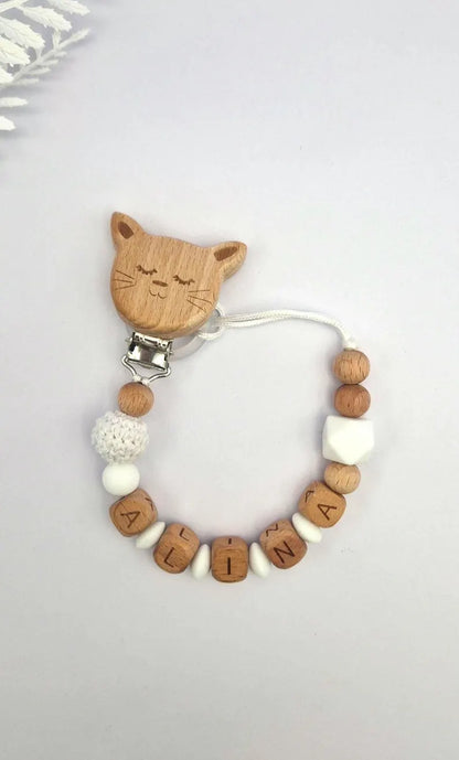 Personalisierte Schnullerkette mit Namen | Holz & Silikon | Geschenk zur Geburt, Taufe, Babyparty | liebevoll handgefertigt in Österreich
