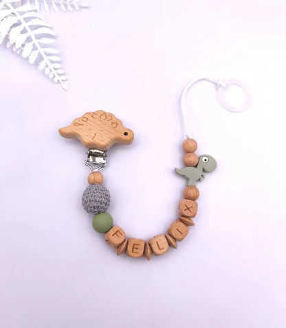 Schnullerkette mit Namen und Tiermotiv | liebevolle Handarbeit | Personalisiertes Geschenk zur Geburt & Taufe des Babys | Holzbuchstaben