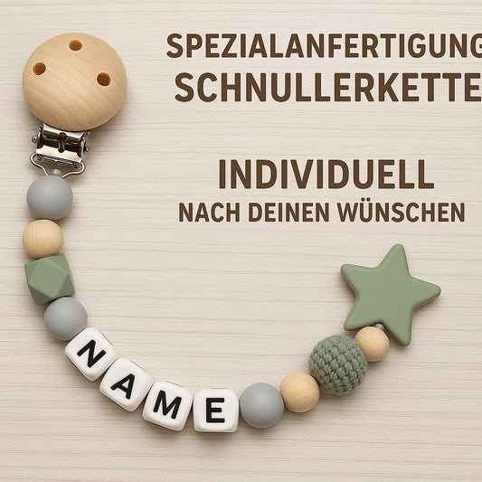 Individuell angefertigt mit deinem Wunschdesign | Personalisierte Schnullerkette mit Namen | Individualisierbar