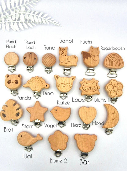 Personalisierte Schnullerkette mit Namen – liebevoll und sicher handgefertigtes Babygeschenk | Grau | Junge/Mädchen | BPA-frei | Holz & Silikon