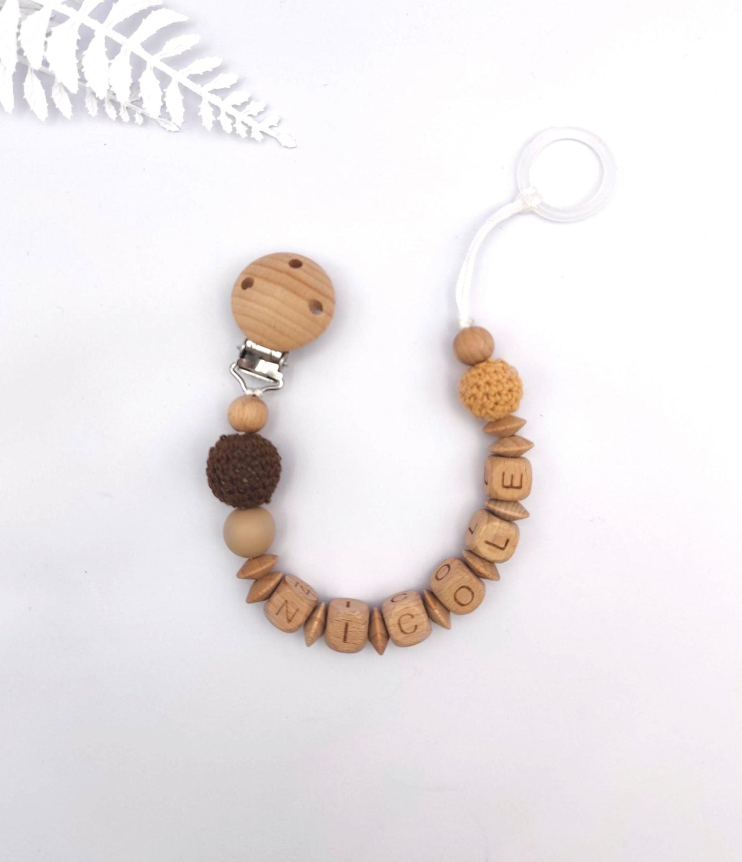 Schnullerkette mit Namen im Boho-Style | Personalisierte Schnullerkette für Babys zur Geburt & Taufe | Babyartikel