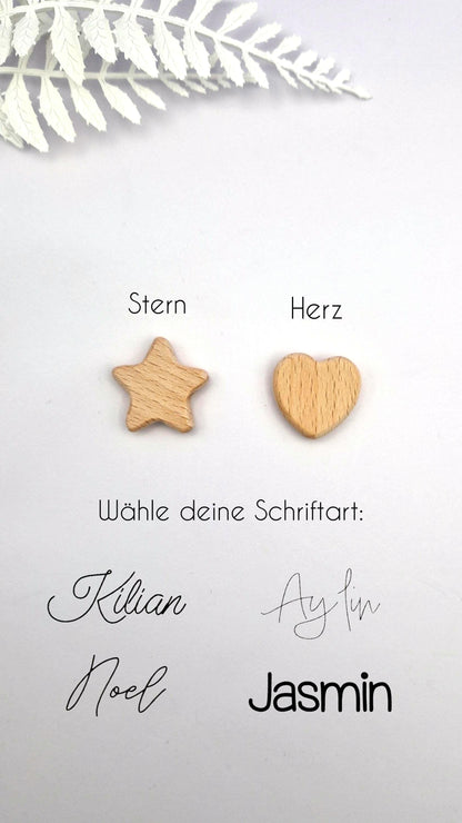 Personalisierte Schnullerkette mit Namen | Grün | Babygeschenk zur Geburt & Taufe | Handgefertigter Schnullerhalter BPA-frei | Mit Namensgravur